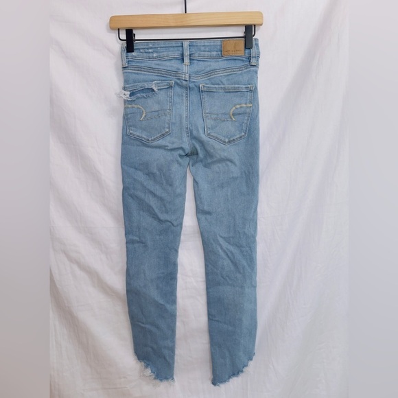 American Eagle next level stretch frayed hem hi rise jegging crop jean size 0 - Picture 7 of 7